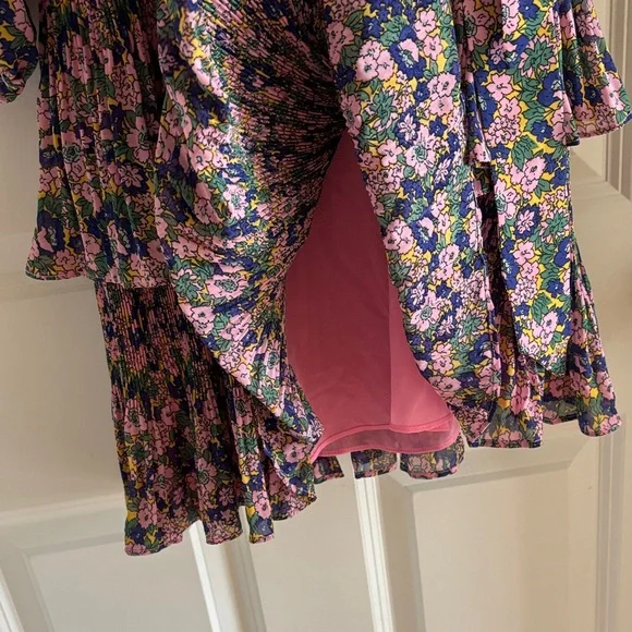 Boden Floral Midi Dress in Pink, Purple, Green, Yellow - Picture 8 of 11